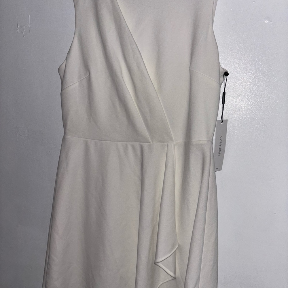 Calvin Klein Asymmetrical Career Work Business White Dress Womens Size 10 - Picture 4 of 7